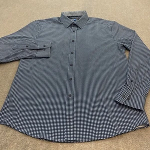 Vince Camuto Performance Shirt Mens Large Blue Polka Dots Long Sleeve Button - Picture 1 of 11