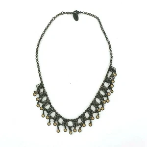 Kenny Ma Necklace Clear Crystal Victorian Style Length 15 inches Antiqued Brass - Picture 1 of 5