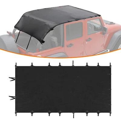 Bikini Leather Top Roof Sunshade for 2007-2017 Jeep Wrangler JK JKU 4-Door BLACK - Imagem 1 de 4