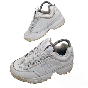 fila disruptor II trainers size uk 4 triple white sneaker high wedge shoes - Picture 1 of 12