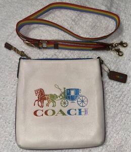 Coach Slim Pride Rainbow Horse Buggy Leather Crossbody Purse Bag