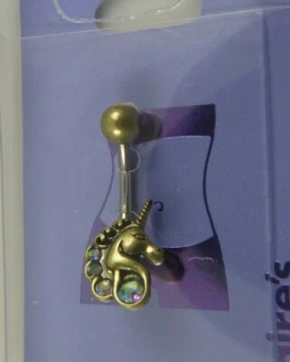 Unicornio ombligo anillo naval joyería corporal piercing cristal Foto 1 de 4