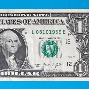 August 10, 1959 / 8 October 1959 (L 08101959 E) BIRTHDAY Note $1 One Dollar Bill - Picture 1 of 4