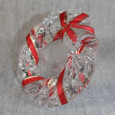 NYBRO SWEDEN Christmas Glass Candle Holder Wreath Ribbon Vintage Decoration 1985 - Bild 1 von 4
