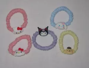 Sanrio 5pk scrunchies 2 Hello Kitty/Pompompurin/Kuromi/Cimmaroll nip kawaii - Picture 1 of 1