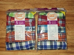 Lot Of 2 Boys Size M (8)Wonder Nation Multicolor Woven Boxers 10 Total Pairs B25 - Picture 1 of 2
