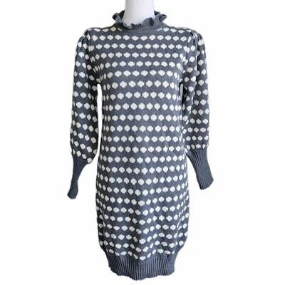 Vestido Suéter Vintage Latitudes Lunares Para Mujer Pequeño Acogedor Otoño Volantes Grueso Foto 1 de 4