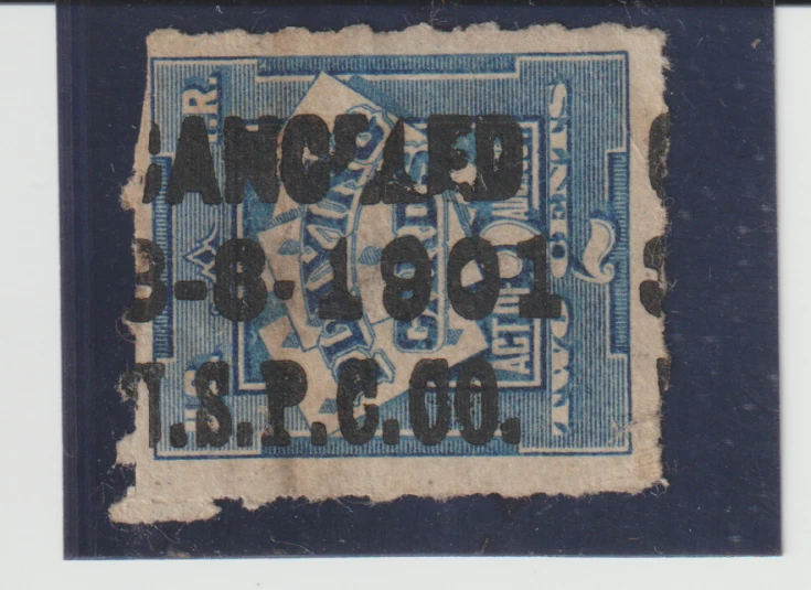 US Scott #RF2 U.S.P.C. CO. Playing Card Stamp  Type Dated 8-8-1901 Rouletted - Image 1 of 1
