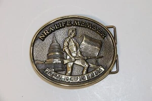 NRA Life Member Belt Buckle - Solid Brass - 2nd Amendment - Jadco - F/S - Picture 1 of 3
