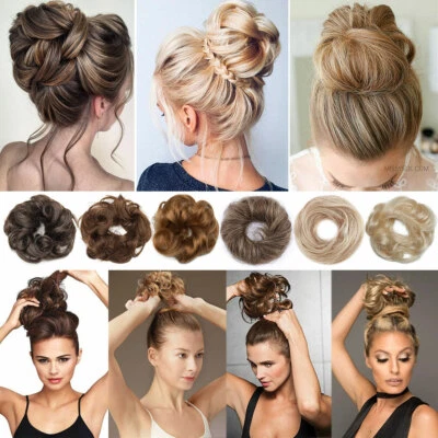 ELAILITE 100% Real Human Hair Messy Bun Ponytail Remy Hair Extension Scrunchie Updo Hair