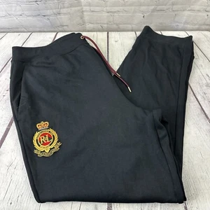 POLO Ralph Lauren Hombres Bordado Cresta Dorada Logo Jogger Pantalones Negro Granate 2XLT - Imagen 1 de 15