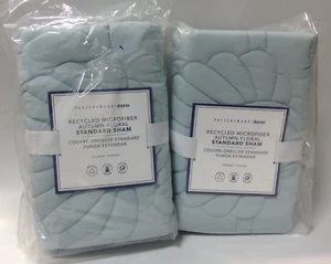 set of 2 pottery barn teen pbt dorm autumn floral standard bed pillow sham blue - Picture 1 of 7