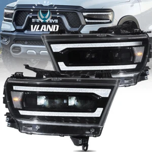 Faros transparentes VLAND FULL LED con animación de inicio para Dodge Ram 1500 2019-2024 - Imagen 1 de 12