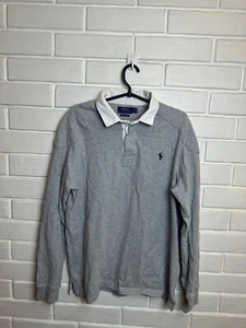 Polo Ralph Lauren Rugby Shirt Size L Gray Very Rare Y2K Style Men’s - Picture 1 of 17