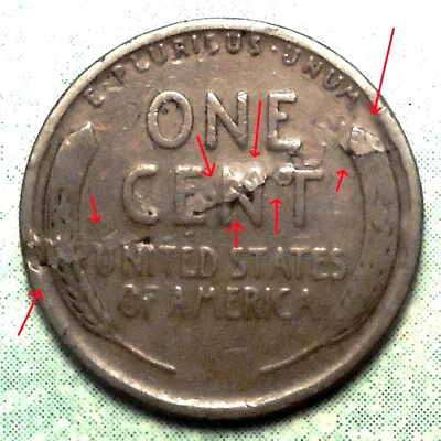 1925 ERROR Wheat Cent VG VERY GOOD Brown PLANCHET TEAR, Stamp-Over! & MANY MORE! - Image 1 of 3