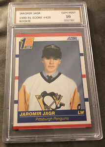 1990-91 Score Jaromir Jagr Rookie Card (RC) #428 Penguins HOF Graded PSG 10