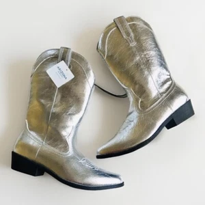 Stivali da cowboy Arizona Jean Co. Maybrook tacco a blocco argento taglia 6,5 - Foto 1 di 6