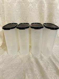 Tupperware Modular Mates Contenedor Ovalado Juego De 4 (CUATRO) Tamaño 4 Sellos Negros NUEVO - Imagen 1 de 3