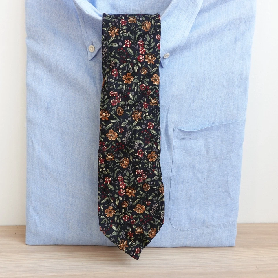 Corbata para el cuello para hombre azul multicolor floral seda traje hawaiano Aloha naturaleza boho botánica Foto 1 de 4