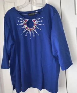 Felpa donna Bob Mackie blu scuro taglia 2X - Foto 1 di 5