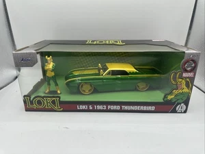 NIB Jada Marvel 1963 Ford Thunderbird Car 1:24 Scale & LOKI Diecast Figure 33357 - Picture 1 of 13