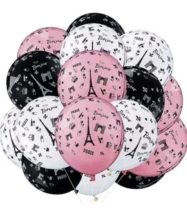 24 Pieces Paris Balloons Day in Paris Balloons. Eiffel Tower. 12" Latex Balloons - Picture 1 of 4