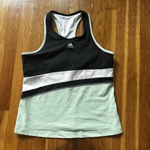 Adidas Retro Y2K Racerback Activewear Tank Top Green/Black/White 34 in chest - Picture 1 of 13