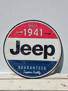 Jeep 12" Round Metal Tin Sign Garage Art - Picture 1 of 1