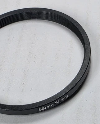 58-55mm Step-Down Ring Metal Stepping 58mm Lens to 55mm Filter 58mm-55mm 58-55 - Image 1 of 4