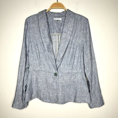 Chaqueta Blazer Cabi Para Mujer Talla 12 Lino Mezcla Algodón Azul Gris Carrera Paseo por la Playa Foto 1 de 4