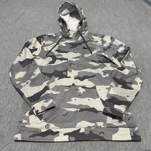 Nike Hoodie Mens MediumGray Camouflage Therma Fit Fleece Pullover Casual Rare - Picture 1 of 10