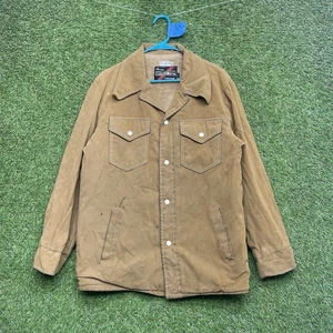Vintage Leather Shop Jacket Mens Large Brown Suede Sears Sherpa Lined 70s 80s - Picture 1 of 15