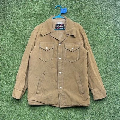 Vintage Leather Shop Jacket Mens Large Brown Suede Sears Sherpa Lined 70s 80s - Image 1 of 4