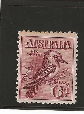 Australia Scott #18 mint hinged 6p lake brown Kookaburra bird, 1914 og f/vf - Image 1 of 2