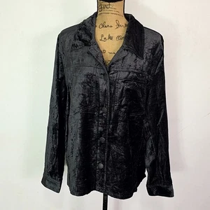 Cabi Damen XL Samt Tuesday Topper geknöpfte Shirtjacke Shacket in Gunmetal - Bild 1 von 4