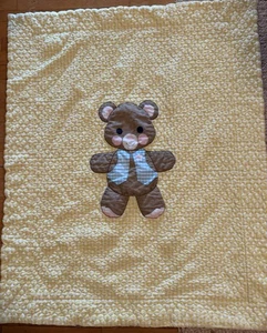 Vintage handgesteppte Teddybär Steppdecke Babydecke 44x50 - Bild 1 von 4