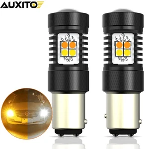 White/Amber LED DRL 1157 Signal Switchback Turn Parking Light Bulbs Color Dual - Picture 1 of 11