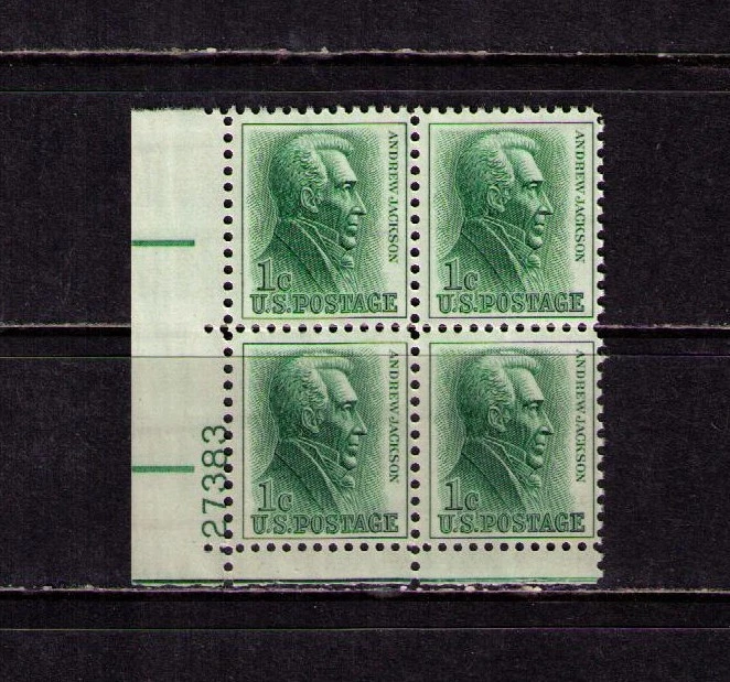 US USA Sc# 1209 MNH FVF PLATE # BLOCK Andrew Jackson 7th President Untagged - Image 1 of 1