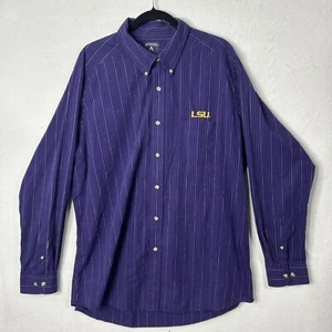 LSU Shirt Mens XLarge Purple White Striped Long Sleeve Button Down Antigua - Picture 1 of 7