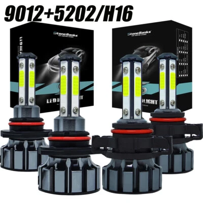 Combo de 4 lados 9012 5202 para GMC Sierra 2500 3500 HD 2015 LED faros antiniebla Foto 1 de 4