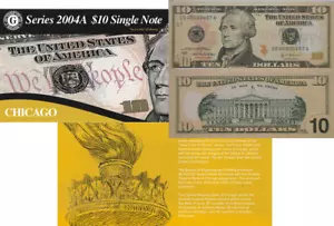 2004 A $10 Chicago District 3 Digit Serial # GG00000497A & BEP Display Card - Picture 1 of 1