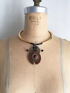 MARNI Collana Choker Figurale Legno Resina e Metallo Misto - Foto 1 di 8