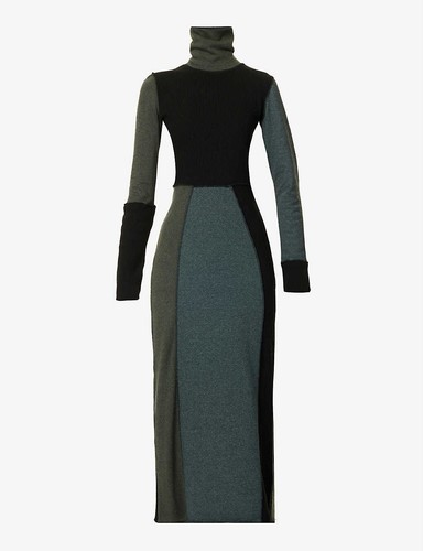 Abito midi MM6 Maison Margiela cotone lana spaccato orlo medio regno unito 10 12 eu 38 40 bn