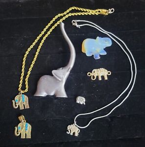 Elephant Lot Jewelry, Figurines Charms, Vintage To Modern.Various Metals.
