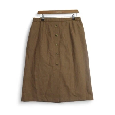 Falda lápiz vintage de madera Constance Reino Unido 16 marrón lino lana ropa de mujer - muy querida Foto 1 de 4