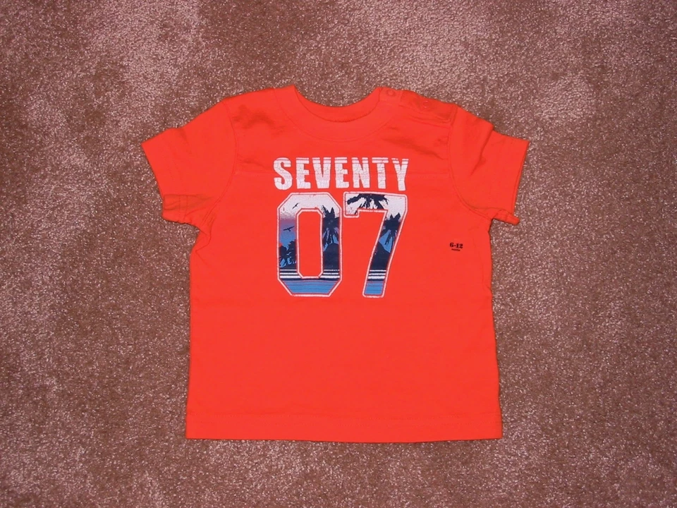 Новая футболка без ценников Infant Baby Boys 6-12 M Little 77 American Eagle S/S Seventy 07 Org - Изображение 1 из 1