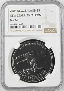 2006 New Zealand Falcon $5 Coin - NGC MS69 TOP POP - F23 - Picture 1 of 2