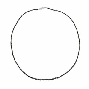 Black Diamond 2mm Super Shine Necklace 16,21,23 inch with 925 Silver Clasp AAA - Picture 1 of 3
