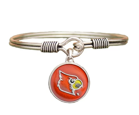 Louisville Cardinals Translucent Red Enamel Disc Wire Bracelet Jewelry UL Cover