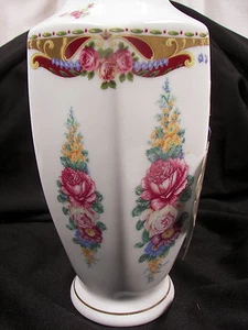 NOS Limoges Decor A La Main Vaso Ceramica Rose Made in Italy - Foto 1 di 5